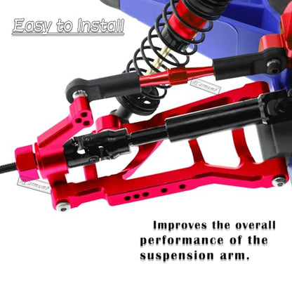 Upgrades Part for 1/10 Rustler 2wd VXL,Alloy Caster Block,Drive Shaft CVD Axles,Suspension Arm,Steering Blocks,Stub Axle Carriers,Shock Tower,Bulkhead,Red - color: 1set W/Cvd - Red