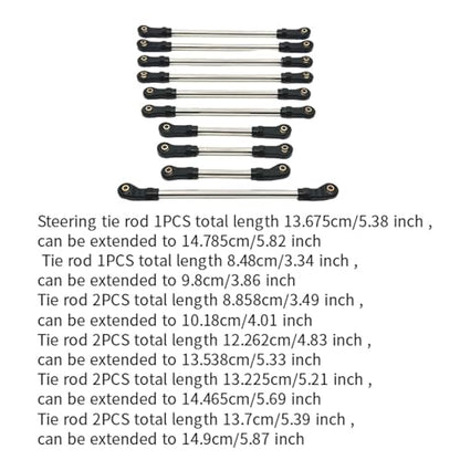 10 Pieces Steering Servo Link RC Car Pull Rod Metal Upgrade Linkage Model Parts Sturdy Construction Suitable for WLtoys 1/10 RC Truck, Black - color: Black