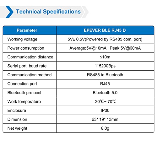 EPEVER BLE Adapter Accessories for MPPT Solar Charge Controller (EPEVER-BLE-RJ45-D) - style: EPEVER (BLE RJ45 D)