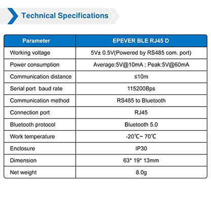 EPEVER BLE Adapter Accessories for MPPT Solar Charge Controller (EPEVER-BLE-RJ45-D) - style: EPEVER (BLE RJ45 D)