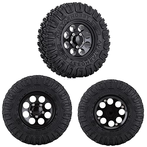 4PCS 1.55inch Tyres Beadlock Plastic Wheel Rims Hub Rubber Tires Set Compatible with 1:10 RC Crawler Axial AX90069 D90 TF2 Tamiya CC01 LC70 MST JIMNY (Black) - color: 85mm-black