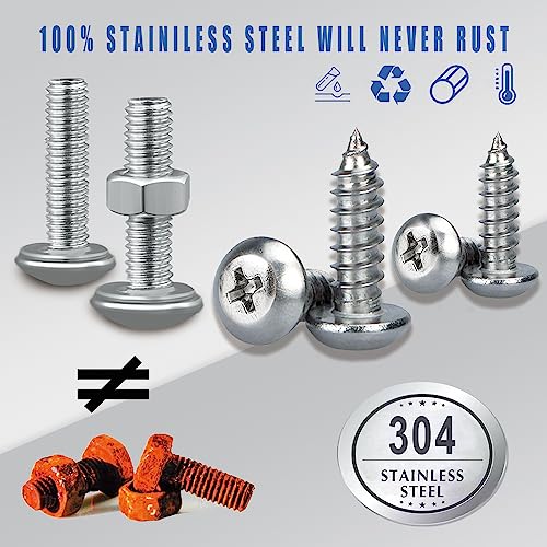 Anti Theft License Plate Screws, Tamper Resistant Mounting Hardware,1/4"(M6) Security Screw Set, Rust Proof Stainless Steel Bolts Fasteners Kit for Front Rear Frame Holder Mounting - color: Silver