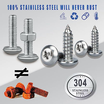Anti Theft License Plate Screws, Tamper Resistant Mounting Hardware,1/4"(M6) Security Screw Set, Rust Proof Stainless Steel Bolts Fasteners Kit for Front Rear Frame Holder Mounting - color: Silver