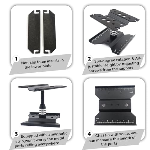 RC Car Work Stand, 360° Rotating Repair Tool Holder for 1/16 1/18 1/24 Scale Remote Control Trucks, Crawlers, Buggies(Black)