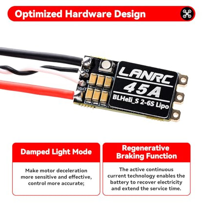 4Pcs 45A ESC 2-6S Brushless ESC Lipo BLHeli_S | Brushless Electronic Speed Controller 45A RGB LED Damped light Support D-Shot 150/300/600 for RC FPV Quadcopter