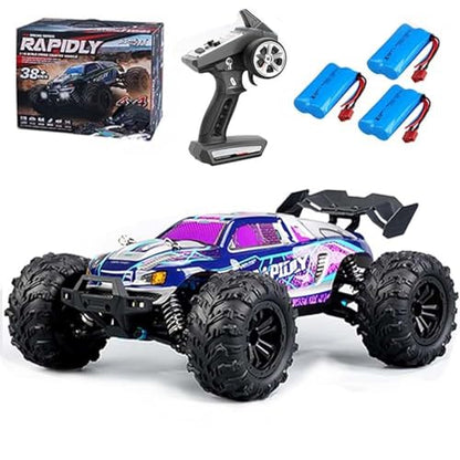 Fast RC Cars for Adults, 1:16 31mph RC Cars, 4WD All Terrain Off-Road, 2.4GHz RC Monster Truck Remote Control, Rechargeable Battery, Gifts for Adults, Purple(3 Batteries) - color: 16101,3 Batteries(purple)