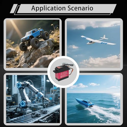 2Pcs 40KG Digital RC Servo with 25T Servo Arm, DS3240MG Full Metal Gear High Torque Steering RC Servo for 1:8 1:10 Scale RC Cars Crawlers Buggy Trucks Airplane Control Angle 180°
