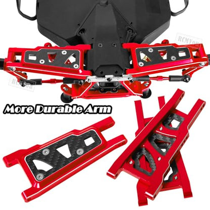 Upgrades Part for 1/10 Slash 4x4/Slash 4x4 VXL,Alloy Suspension Arm,Shock Absorber,Caster Block,Steering Blocks,Stub Axle Carriers,Steering Bellcranks,Shock Tower,Body Mounts,Red - color: Red for Upgrades
