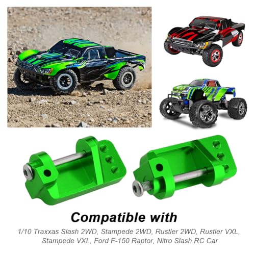 Hobbypark Aluminum Alloy Caster Blocks for RC 1/10 Traxxas 2WD Slash, Stampede, Rustler, Nitro Slash, Replaces Part 3632 (Green) - color: Green