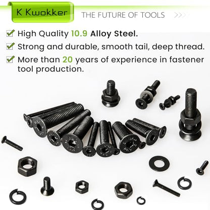 1700Pcs M2 M3 M4 M5 Hex Socket Flat Head Screws Assortment Kit | 24 Sizes 8mm to 25mm, 10.9 Alloy Steel Metric Bolt Assortment Machine Screws Nuts & Washers, Includes Allen Wrench Drill Bits - size: C. M2 M3 M4 M5