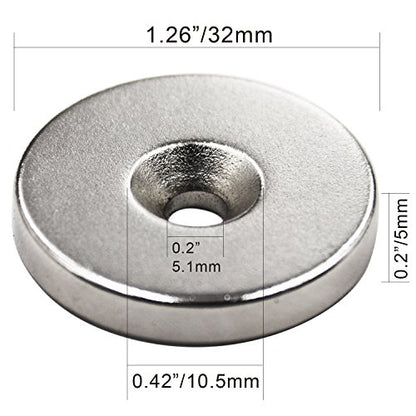LOVIMAG Strong Magnets 1.26inch x 0.2inch Rare Earth Neodymium Heavy Duty | 8 Pack Epoxy Coated Disc Countersunk Magnet Cabinets Door Catch for Fridge, Kitchen Room Refrigerator Drawer Locker, Silver - color: Silver
