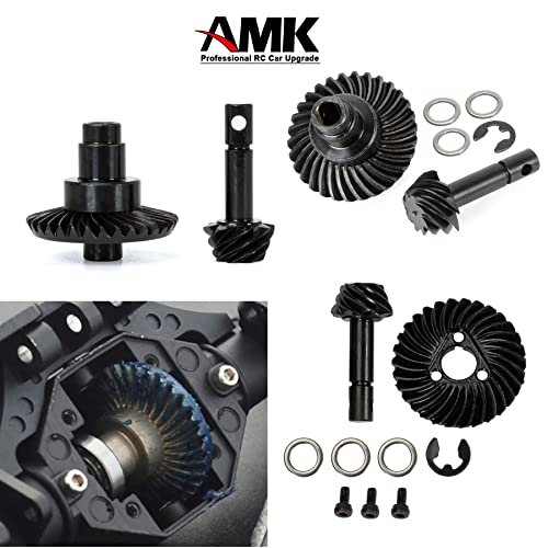 RC Car Bevel Gear, Stainless Steel Heavy Duty Bevel Gear Set 24T/27T/30T/33T for Axial AR44 RC Car SCX10 II Axle Portal Spare Parts (24T/8T Bevel Gear)