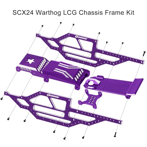SCX24 Warthog LCG Chassis Kit, Aluminum Roll Cage Frame | 1/24 RC Crawler Buggy Scale Appearance Chassis, Compatible with Gladiator Bronco C10 JLU Models Custom Builds Upgrades - color: Purple, size: without Lettering
