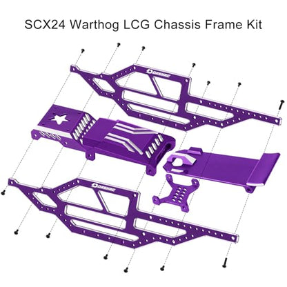SCX24 Warthog LCG Chassis Kit, Aluminum Roll Cage Frame | 1/24 RC Crawler Buggy Scale Appearance Chassis, Compatible with Gladiator Bronco C10 JLU Models Custom Builds Upgrades - color: Purple, size: without Lettering
