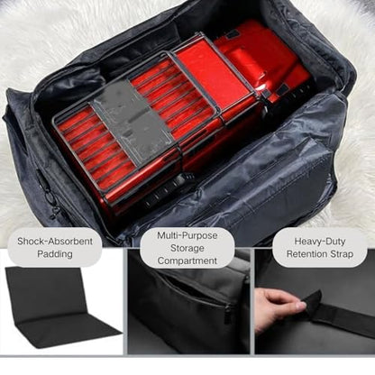 RC Car Bag with Bottom Partition & Fixing Straps, RC Car Carrying Case for 1/8 1/10 RC Crawler Truck, RC Car Storage with Shoulder Strap, for Traxxas TRX4 Axial SCX10 Tamiya CC01 Arrma Mojave - color: Black-2