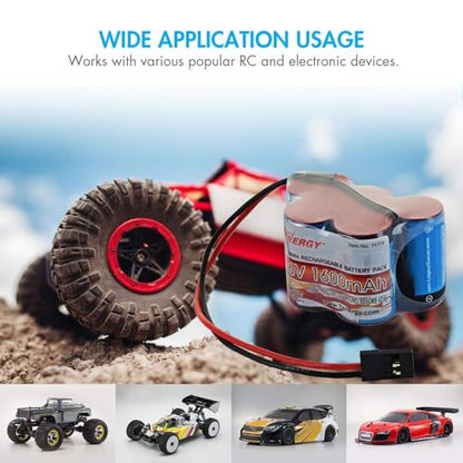 Tenergy 2 Pack 6V 1600mAh Rechargeable Side by Side Hump Battery Pack, NiMH Receiver Battery Pack with Hitec Connector for RC Trucks, RC Cars, and RC Hobby Electronics - size: 2 Pack