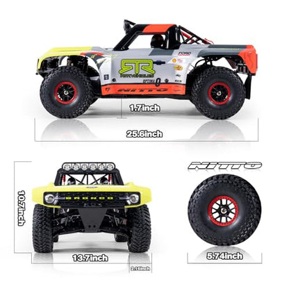 FMS 1/7 Ford Bronco RTR EB Fast RC Truck – Licensed by Ford & RTR Vehicles, 80km/h Short Course Truck, 4WD Brushless RC Car, CNC Metal Parts, Off-Road Rock Crawler 4x4 for Adults (2024 paint scheme) - style: Racing Livery B