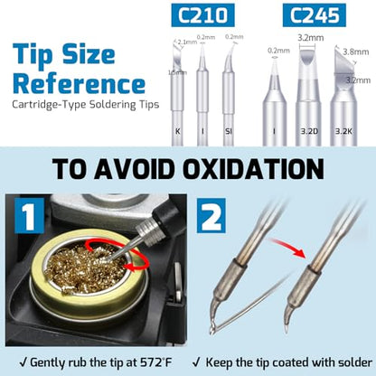 WEP 982-I Precision Soldering Iron Station with Temperature Control, Preset Channels, °C-°F Conversion, Sleep Mode, Automatic Shutdown, Calibration Functions C210 Compatible Soldering Tips