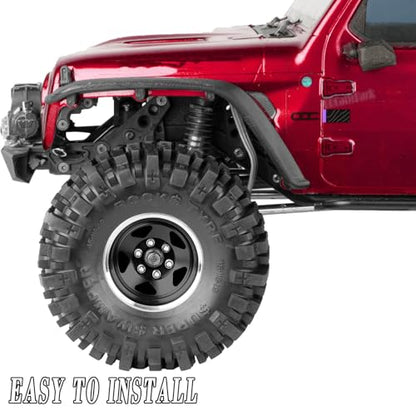 4PCS RC 1.9 in Wheel Tires for 1/10 TRX4 TRX6 SCX10 SCX10 II 90046 SCX10 III AXI03007 Gen7/8 D90 VS4-10 RC Crawler Car,BRCatWPark Alloy 1.9 Beadlock Wheel and Rubber Tires w/Sponge,Black - color: Black - (Tires)