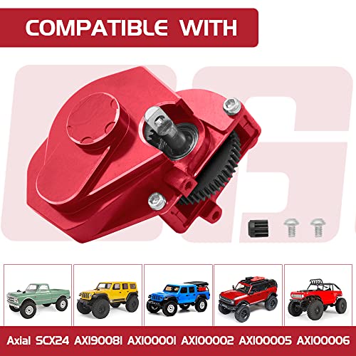 OGRC Aluminum SCX24 Transmission Complete Gearbox Upgrade Parts | SCX24 Asembled Transmission Case with Steel Gears for Axial 1/24 RC Crawler