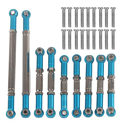 CHICIRIS RC Truck Metal Steering Linkage Rods Set, High Strength Durable Upgrade Parts with Easy Installation, Compatible for FY 01 02 03 04 05 07 12428 12423 Q39 RC Car (Blue)