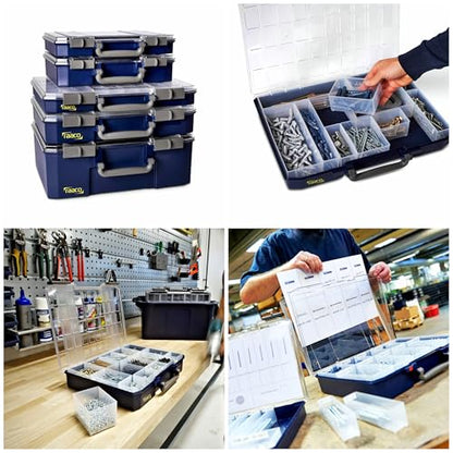 Raaco CarryLite 80 Small Parts Organizer, 15 Inserts | 3.2 Inch Height, Anti-Mix U-Profile Lid for Screws, Bolts & Nuts, Secure Sliding Lock, 15 Inserts, For workshop and garage - size: Deep-15 Inserts, style: Single Pack