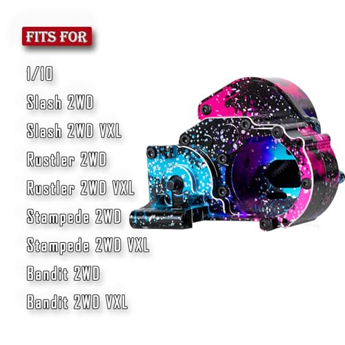 Aluminum Transmission Gearbox w/Gear Upgrades Part for 1/10 Slash 2WD (VXL),Rustler 2WD (VXL),Stampede 2WD (VXL),Bandit 2WD (VXL),Colorful - color: Colorful - (Upgrades)
