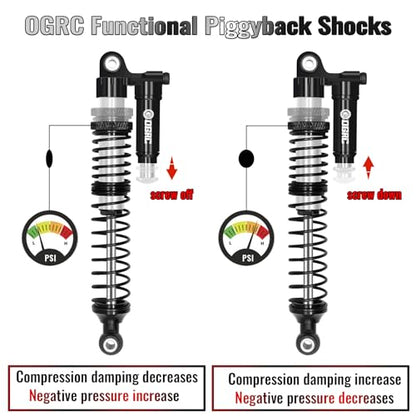 OGRC 100mm Aluminum Adjustable Piggyback Shock Absorber RC Damper for Axial SCX10 TRX4 TRX6 D90 1/10 RC Crawler Upgrade Parts (Silver) - color: Silver