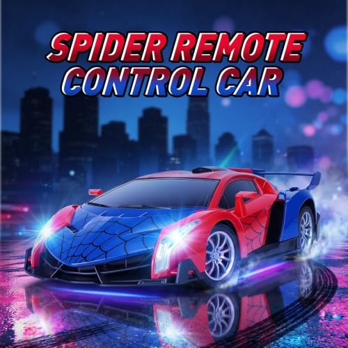 Spider Remote Control Car for Kids, RC Cars for Boys Kids 1:18 Electric Vehicle Toy Car Hobby Racing Car Toys with Lights & Controller, Birthday Gift for 3 4 5 6 7 8 9 Year Old Boys Girls