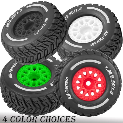 RC Wheels for 1/14 Mini Mojave GROM RC Car,RC Tires Beadlock Wheels Hub Rim Tires Wheels and Plastic Wheel hub Green(4PCS) - color: Green/for Mini Mojave Grom