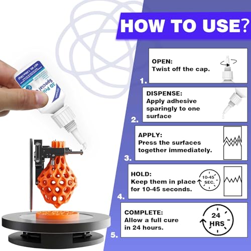3D Printing Super Glue, Ultra-Thin Capillary Adhesive for PLA ABS PETG TPU | 30g Professional Instant Bond for Micro Gaps & Seamless Post-Processing, Heat Resistant & Clear Finish - size: 3D Printing Super Glue