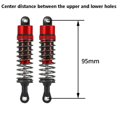 1/10 RC Oil Leakproof Shocks,2Pcs Adjustable Oil Filled Shocks 52mm-120mm for 1/10 RC Buggy Truggy On Road Touring Drift Cars Monster Trucks Upgrade Parts (2PCS 95mm Red) - color: 2PCS 95mm Red
