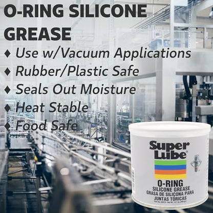 Super Lube Silicone O-Ring Grease Non-Curing Compound (Translucent White, 3oz Tube) | NSF Certified Food Grade & Clean | Heat Stable - size: 3 oz Tube