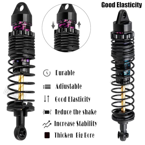 Front Rear Assembled Full Metal Shocks Upgrades Part for 1/10 Slash/Stampede/Rustler/Bandit VXL 4X4 2WD,Full Aluminum Big Bore RC Shocks Absorber Damper,4PCS colour - color: colour/red