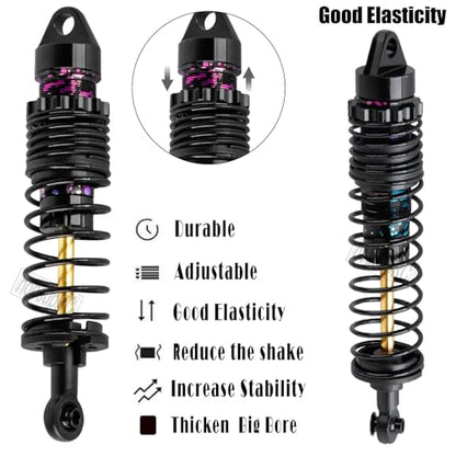Front Rear Assembled Full Metal Shocks Upgrades Part for 1/10 Slash/Stampede/Rustler/Bandit VXL 4X4 2WD,Full Aluminum Big Bore RC Shocks Absorber Damper,4PCS colour - color: colour/red