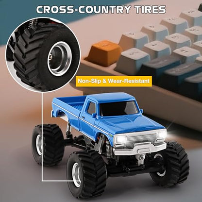 ARRIS 1:36 Mini RC Crawler, 4WD Off-Road RC Car with 2.4G Remote, Battery & Lights RTR for Adults Hobby Gifts (Yellow) - color: Yellow