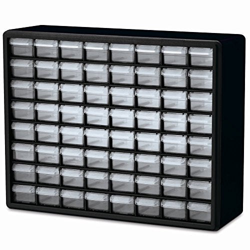 Akro-Mils 64-Drawer Plastic Storage Cabinet, 20"W x 6"D x 16"H, Black | Plastic Cabinet w/ Drawers for Garage Organization, Beads, Building Bricks Storage, Teacher Toolbox, Makeup Organizer, 10764 - size: 64 Drawer