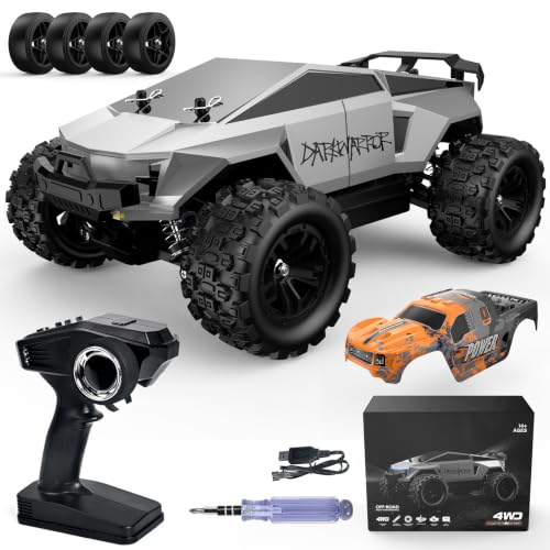 2-in-1 RC Cyber Monster Truck & Drift Car for Adults 1/18 Scale 4WD 40KM/H All-Terrain Fast RC Car with 2.4Ghz Radio, 2 Batteries & 2 PVC Shells RTR