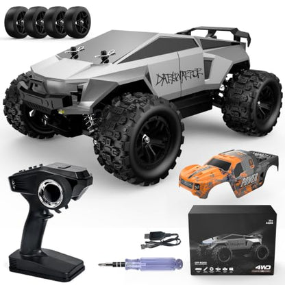 2-in-1 RC Cyber Monster Truck & Drift Car for Adults 1/18 Scale 4WD 40KM/H All-Terrain Fast RC Car with 2.4Ghz Radio, 2 Batteries & 2 PVC Shells RTR