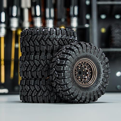INJORA Black Coating Brass 1.0 Beadlock Wheel Tires Set for 1/24 1/18 RC - color: Black