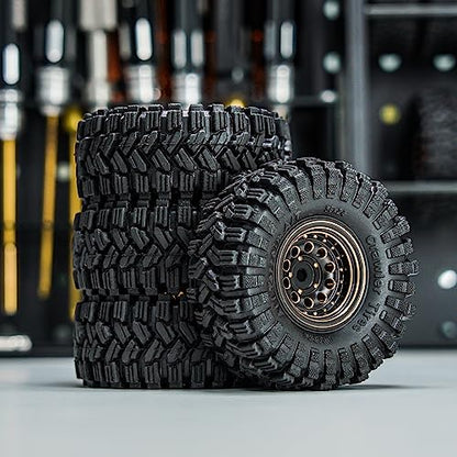 INJORA Black Coating Brass 1.0 Beadlock Wheel Tires Set for 1/24 1/18 RC - color: Black