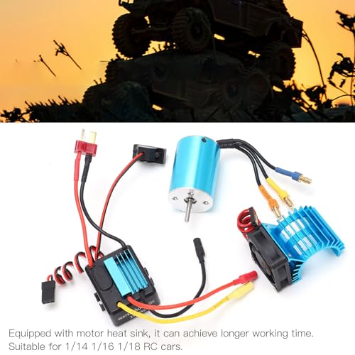 2838 4500KV Brushless Motor and ESC Combo Set, 4-Pole Sensorless Motor with 35A ESC and Heat Sink for 1/14 1/16 1/18 RC Car Truck