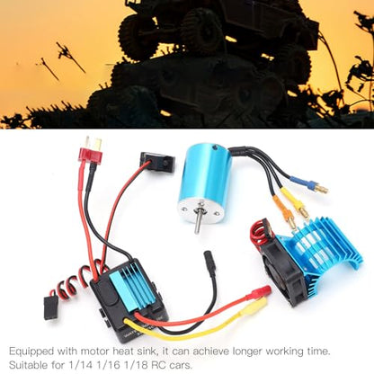 2838 4500KV Brushless Motor and ESC Combo Set, 4-Pole Sensorless Motor with 35A ESC and Heat Sink for 1/14 1/16 1/18 RC Car Truck