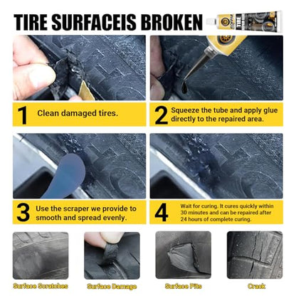 Tire Repair Glue Kit 100ml,Tire Sidewall Adhesive Rubber Cement Black | Automotive Tire Repair Glue Kit, Professional Bonding Glue for Bike, Car, Motorcycle, Bicycle