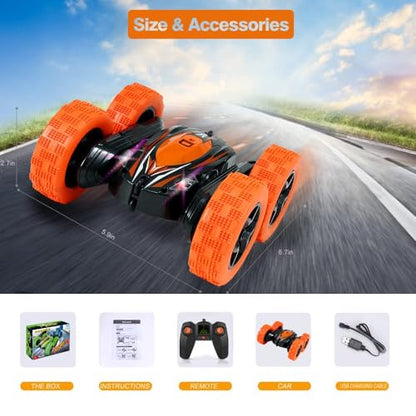 FREE TO FLY Remote Control Car Rc Cars - Drift High Speed 4Wd Off Road Stunt with 360° Flips - Christmas Birthday Gifts Racing Toys for Kids Age 8-12 6-8 3-5 - color: Orange