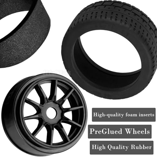 RC Highway Tires Wheel for 1/8 Typhon 6s BLX,1/7 Infraction 6S BLX/Limitless,RC Drift Off Road Buggy Rally Truck Wheels and Tires,4PCS RC High Speed Wheel Highway Rubber Tires,Black - color: Black - (4pcs High Speed Wheel)