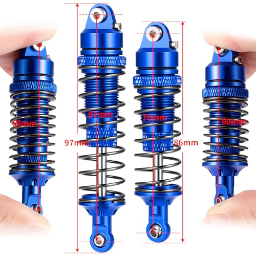 4PCS Full Aluminum RC Car Oil Shock Absorber Front & Rear Shock Absorber Damper Assembled Set Compatible with 1/10 Team Associated RB10 RC Off Road Car Upgrades (Blue) - color: Blue