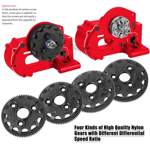 Metal Magnum 272R Assembled Transmission Upgrades Part for 1/10 Slash/Rustler/Stampede/Bandit 2WD VXL. Gearbox Transmission Bundle with Tooth Spur Gear Hops Up. #9495(Red) - color: Red(for 1/10)