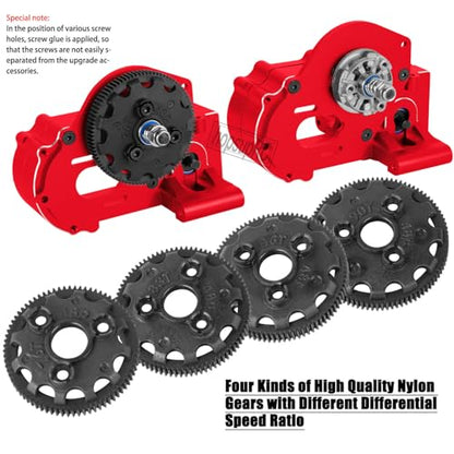 Metal Magnum 272R Assembled Transmission Upgrades Part for 1/10 Slash/Rustler/Stampede/Bandit 2WD VXL. Gearbox Transmission Bundle with Tooth Spur Gear Hops Up. #9495(Red) - color: Red(for 1/10)