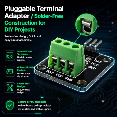 DS18B20 Waterproof Temperature Sensor Probe Moudle Kit Stainless Steel Probe for Raspberry Pi, 5 pcs, 1 Meter
